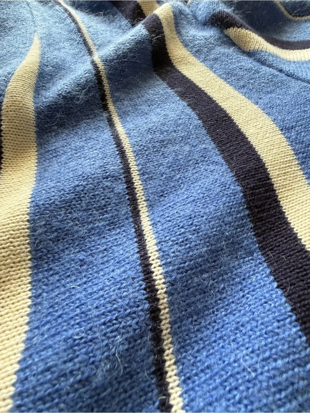 Aimé Leon Dore Striped Cardigan L Blue Cream Navy Wool Mohair Cotton Blend ALD